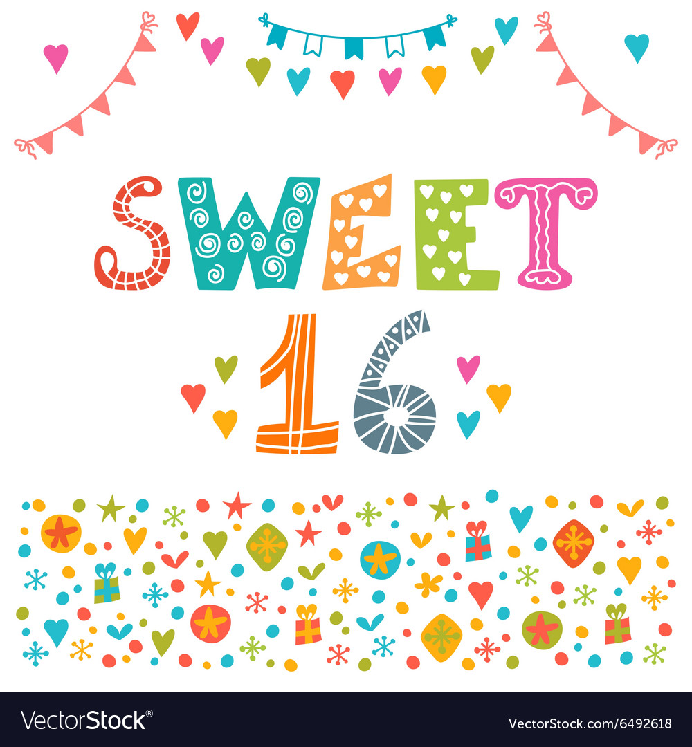 sweet sixteen invitation flyer template design vector image