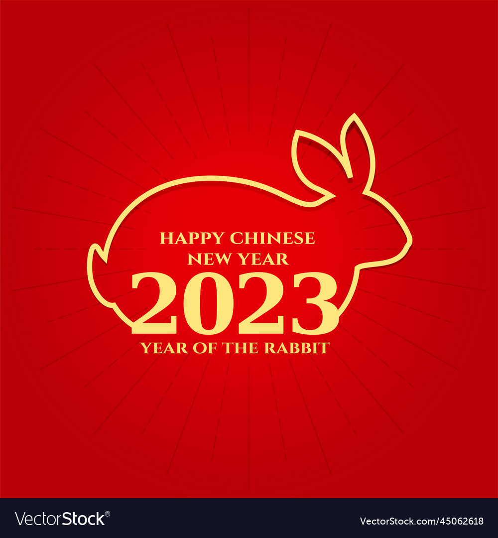 Traditional 2023 year of rabbit red background Vector Image