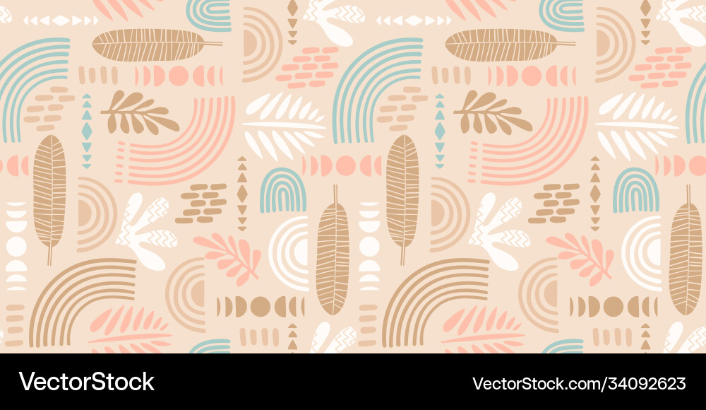Artistic seamless pattern with abstract leaves Vector Image