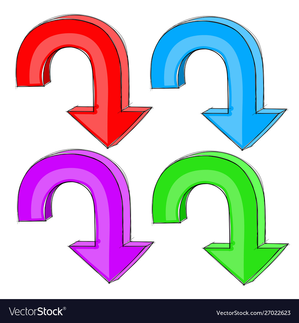 Colored arrows down signs Royalty Free Vector Image