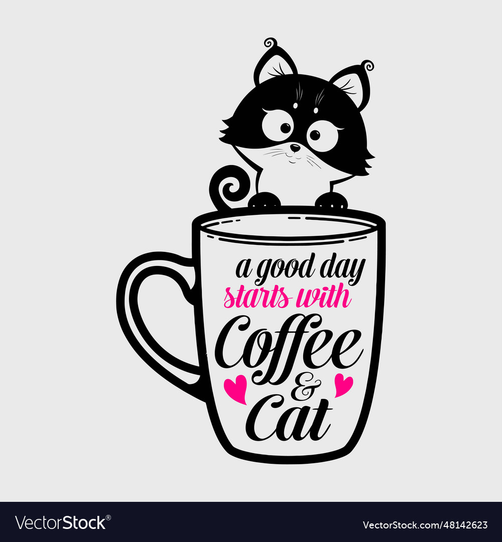 Funny orange cat coffee mug lover Royalty Free Vector Image