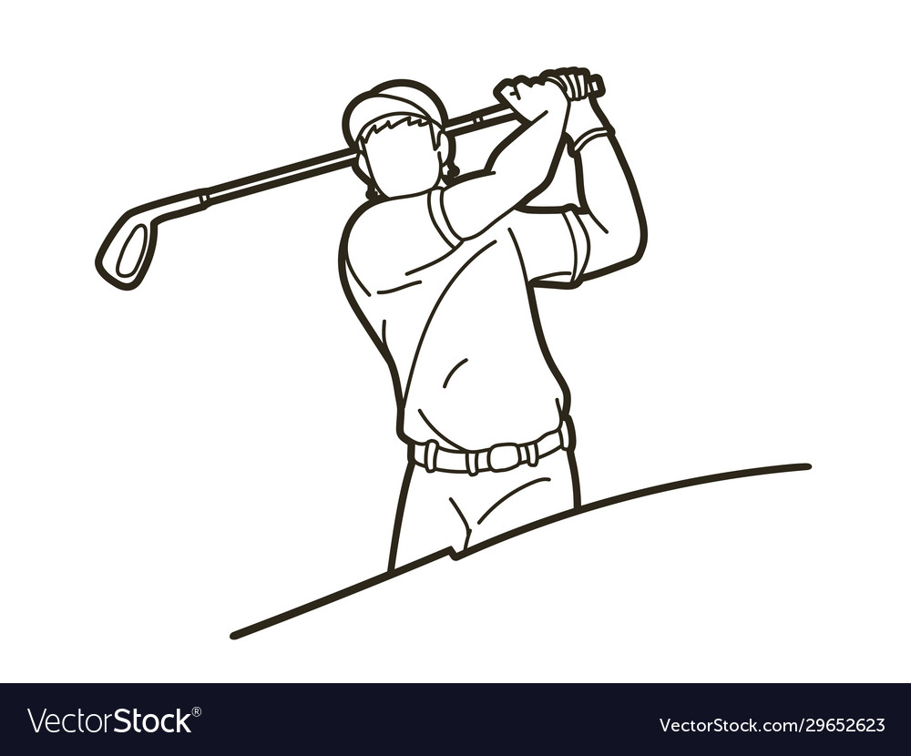 Golf player golfer action cartoon sport graphic