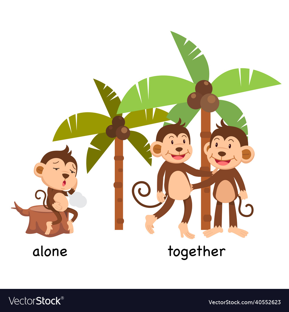 Opposite alone and together Royalty Free Vector Image