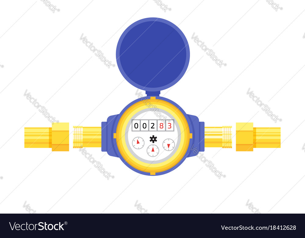 Analog water meter icon in flat style sanitary