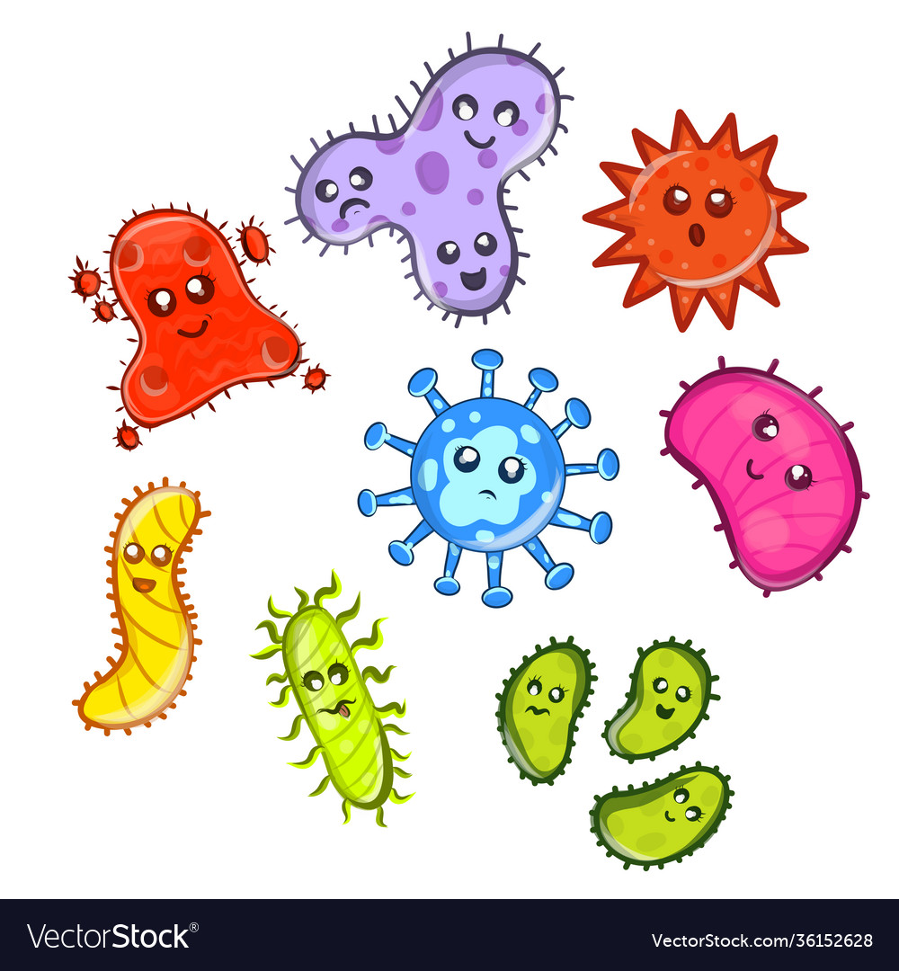 Cartoon bacteria set Royalty Free Vector Image