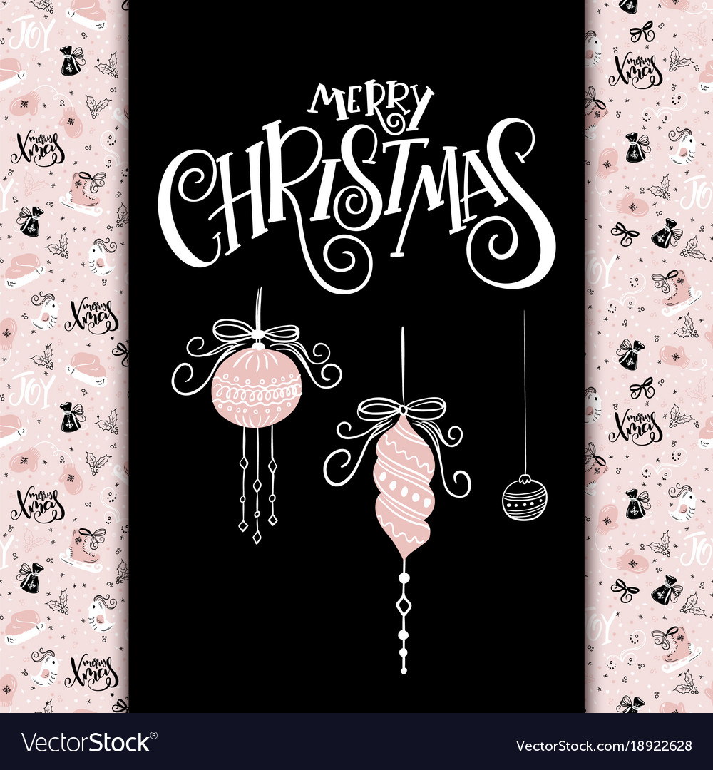 Christmas greeting card with hand lettering