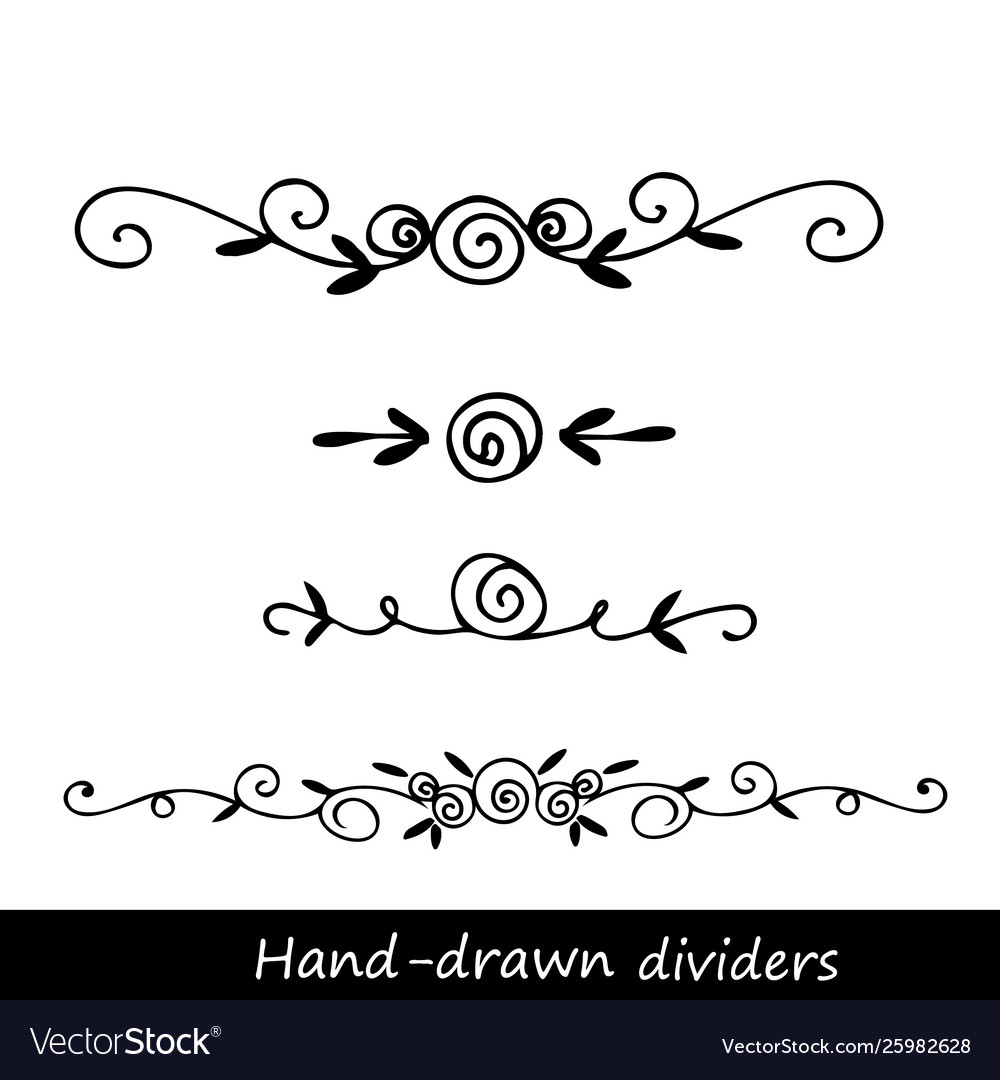 Hand drawn dividers lines borders and Royalty Free Vector