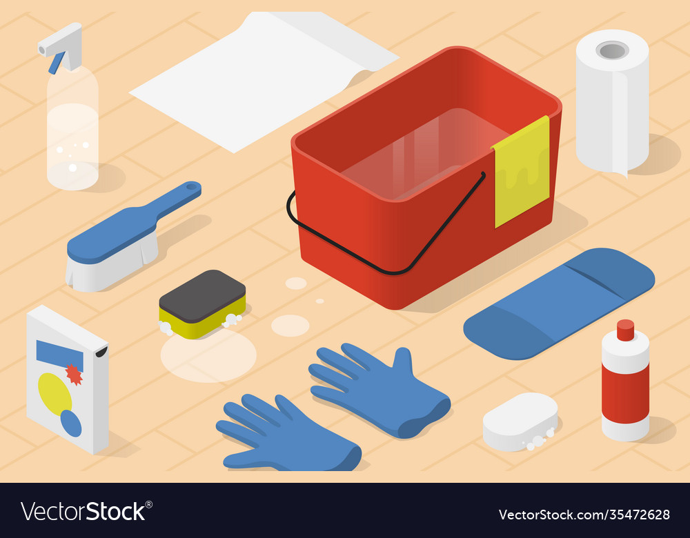 Isometric home cleaning