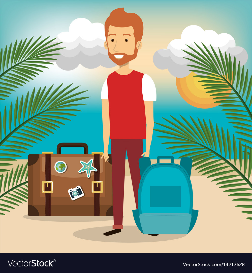 Traveler man avatar character Royalty Free Vector Image