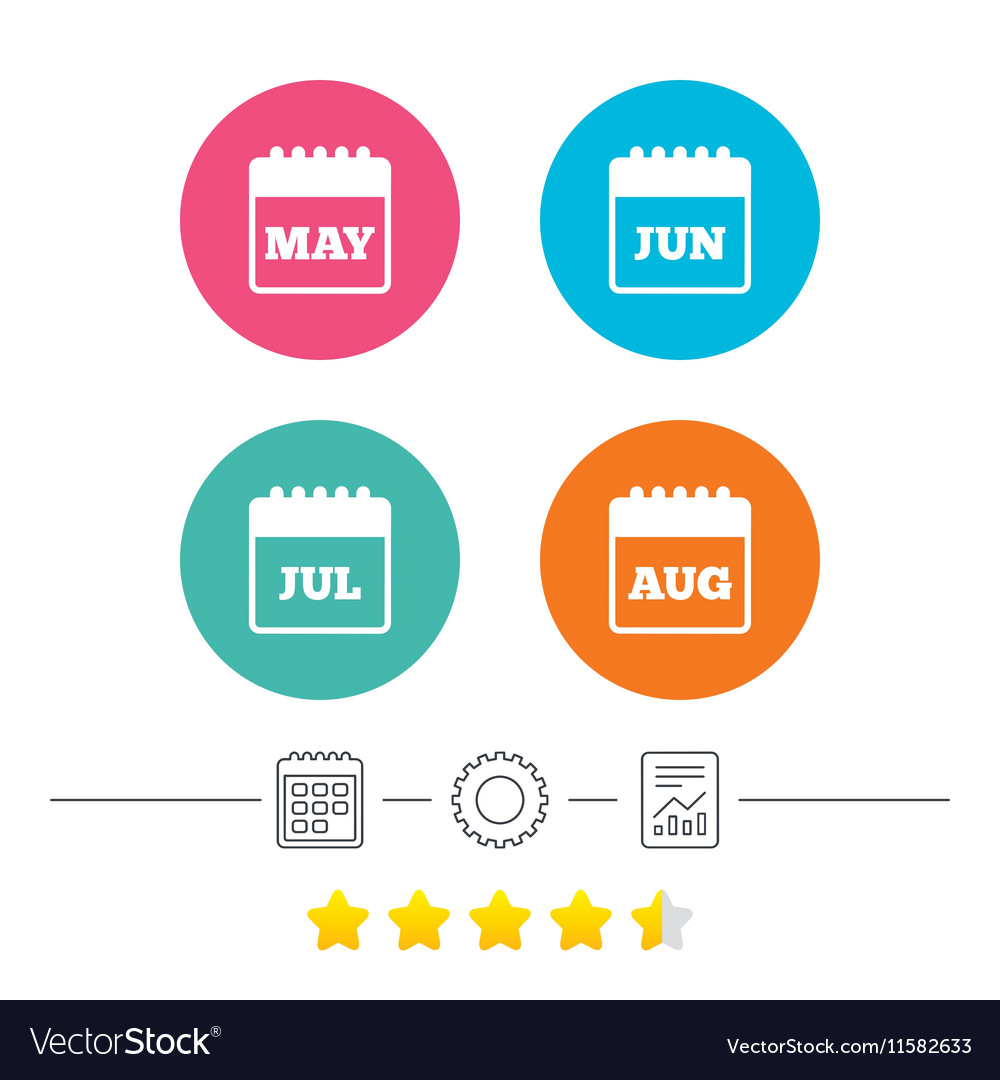 Calendar may june july and august Royalty Free Vector Image