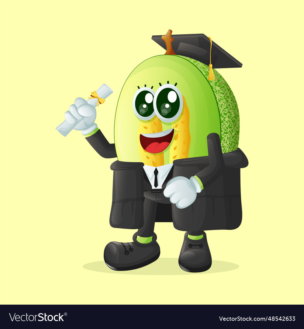 Honeydew melon character wearing a graduation cap Vector Image