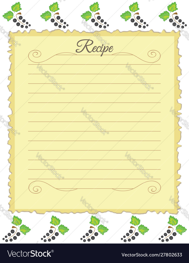 Paper for recipes form for recipes note Royalty Free Vector