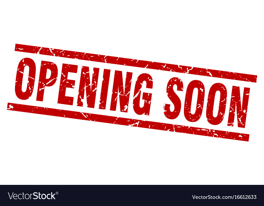 Square grunge red opening soon stamp Royalty Free Vector