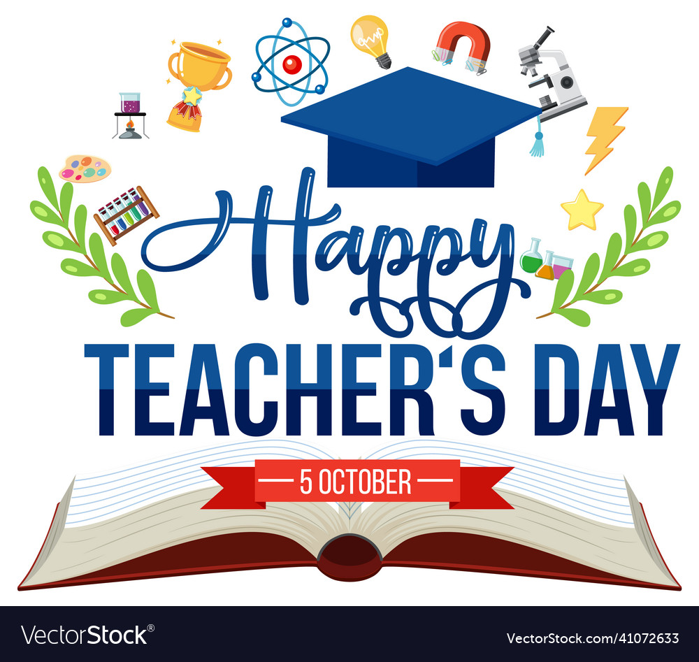 World teachers day lettering banner Royalty Free Vector