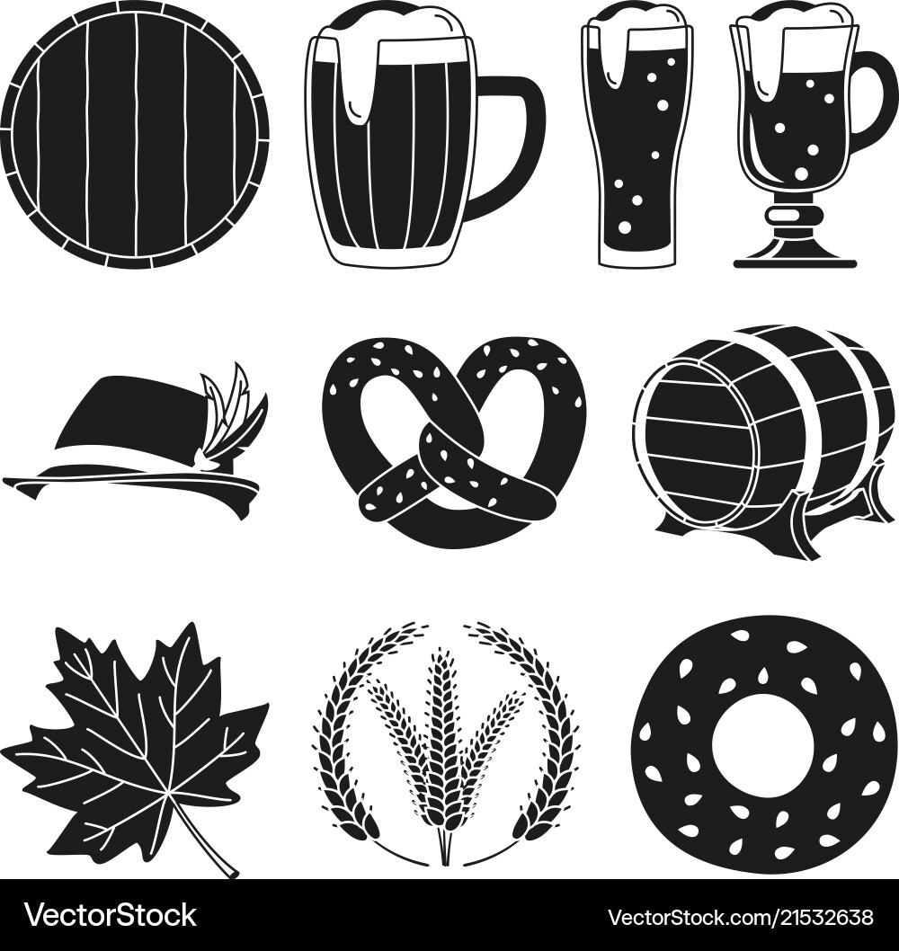 Black And White 10 Oktoberfest Elements Silhouette