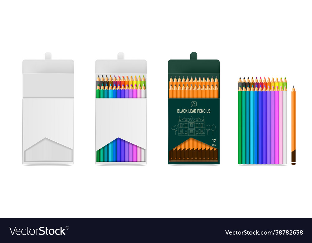 Pencils packaging templates Royalty Free Vector Image