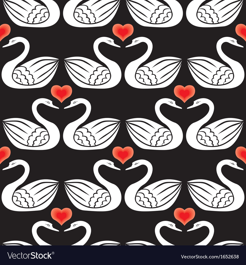 Swan pattern black Royalty Free Vector Image - VectorStock