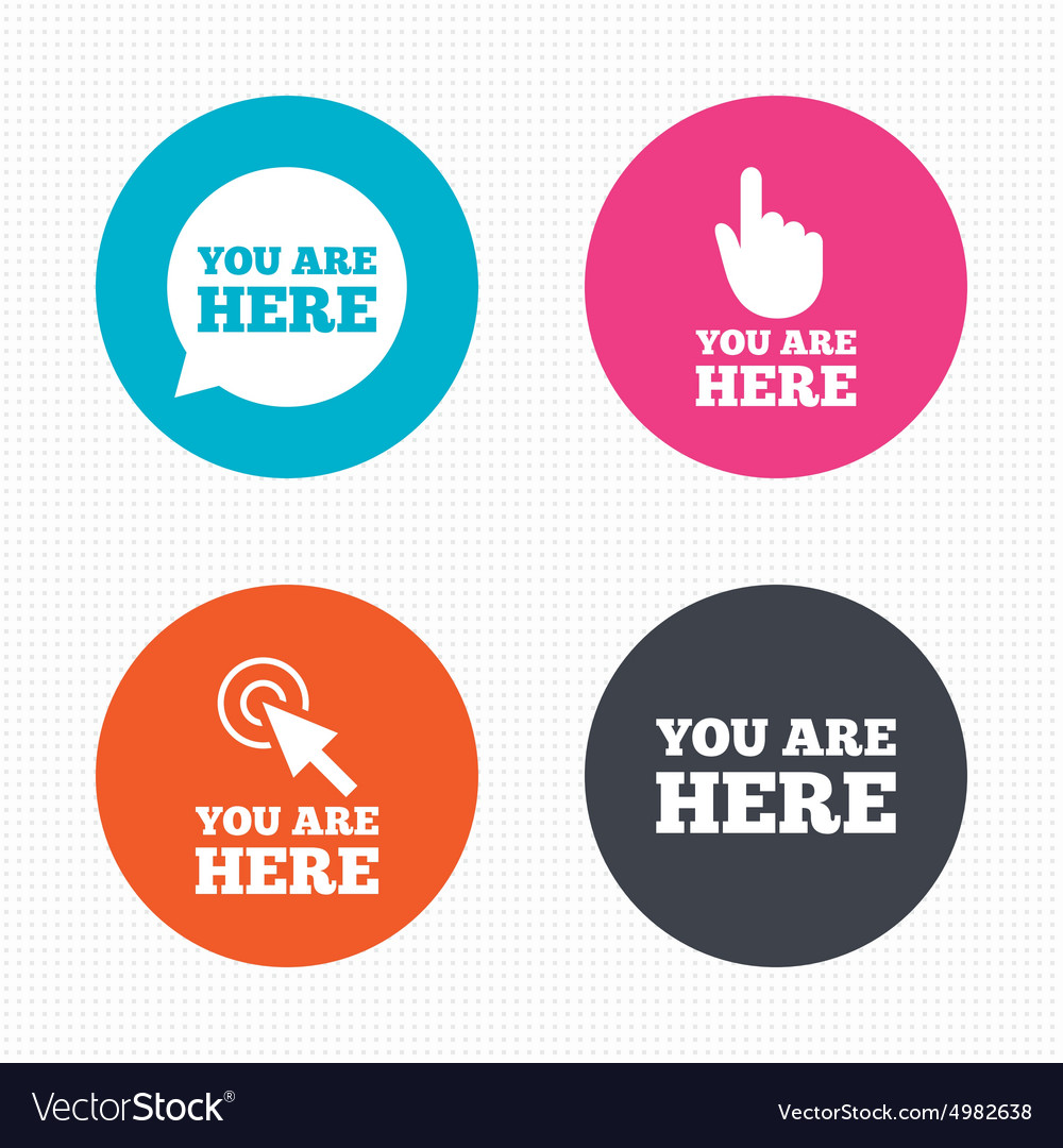 You are here icons info speech bubble sign Vector Image