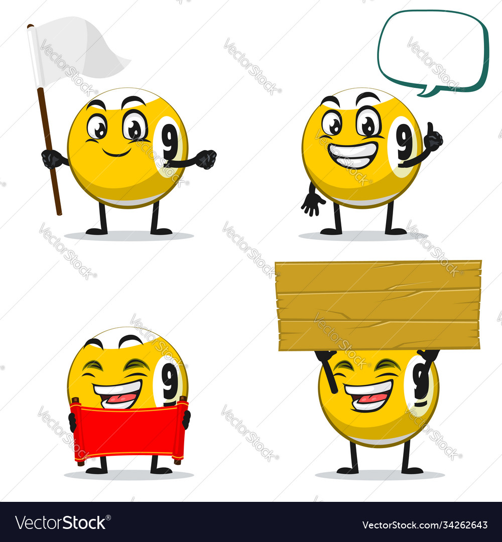 Billiard ball character or mascot Royalty Free Vector Image