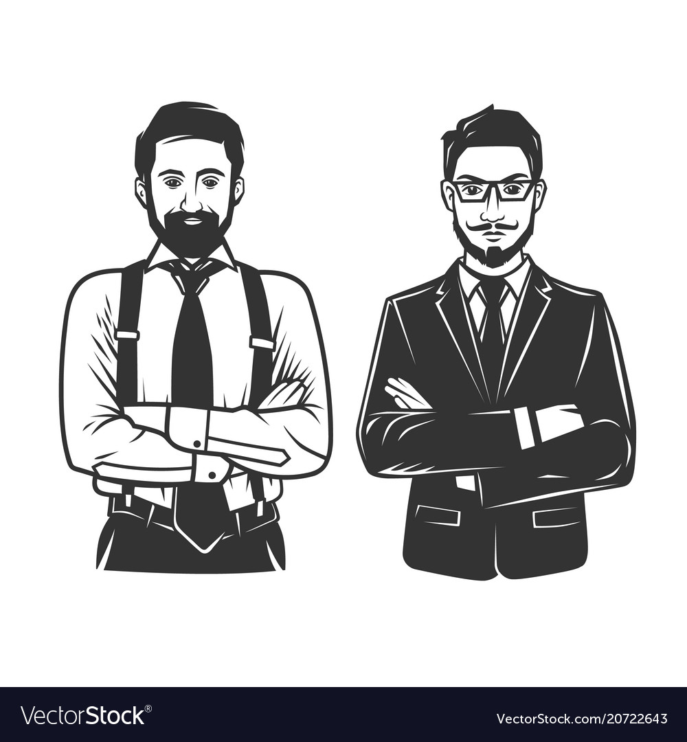 Black and white stylish man logo Royalty Free Vector Image