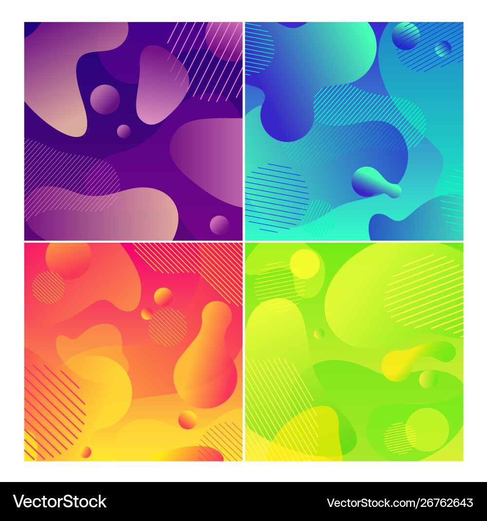 Color Abstract Fluid Social Media Background Set Vector Image