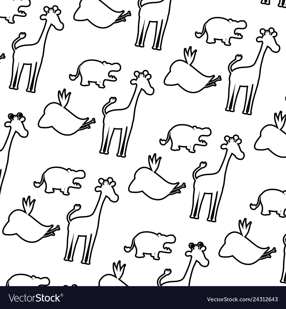 Line silhouette wild animal safari background Vector Image