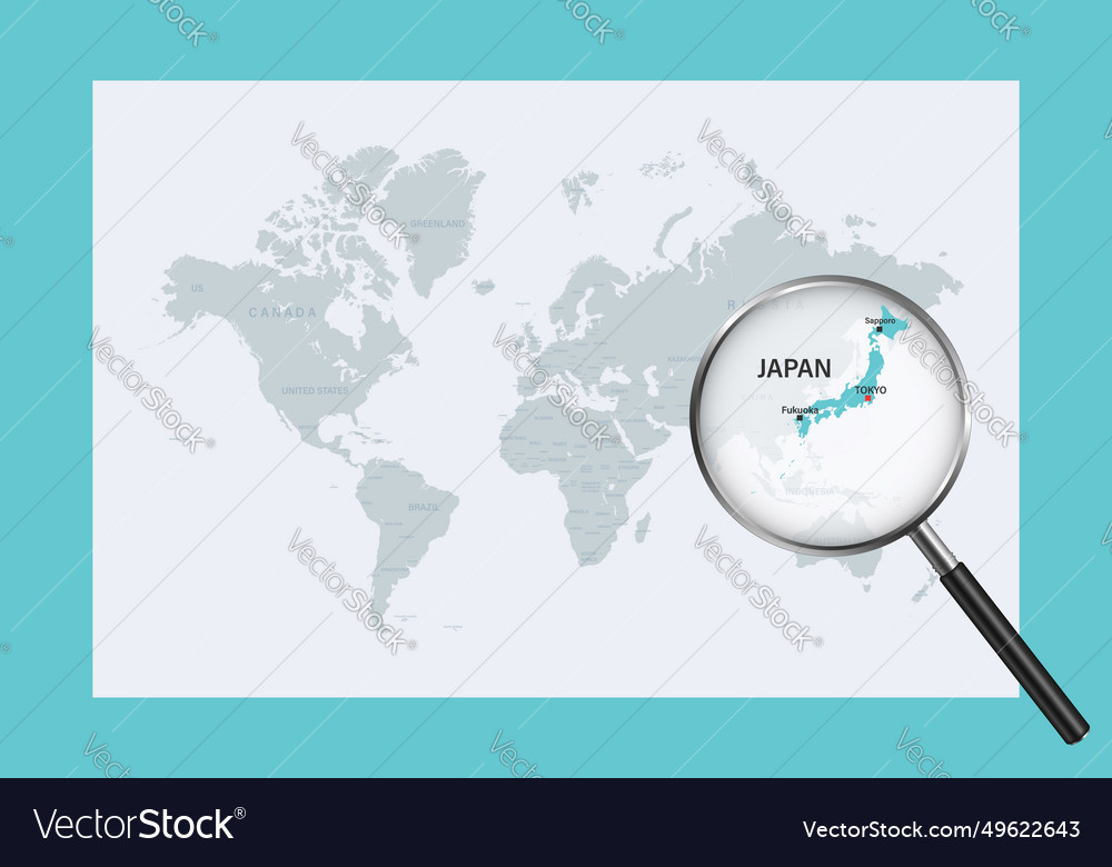 Map Of Japan On Political World Map With Vector Image Map Of Japan On Political World Map With Vector 49622643
