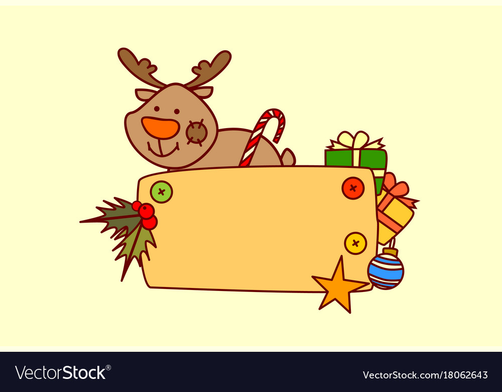reindeer hold empty banner merry christmas and vector image reindeer banner