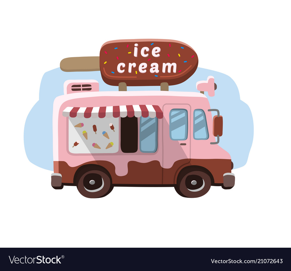 Van with ice cream mobile shop Royalty Free Vector Image