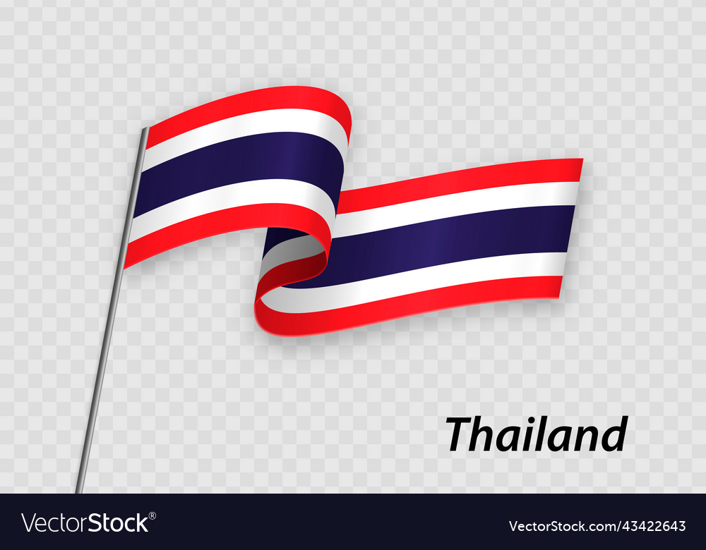 Waving flag of thailand on flagpole template