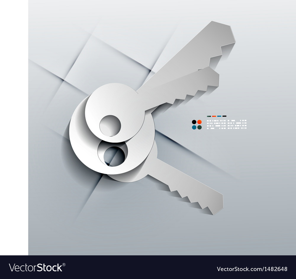 3d paper keys modern design Royalty Free Vector Image