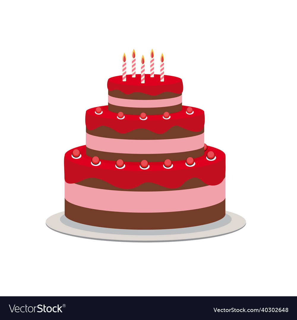 Birthday cake flat icon for your design Royalty Free Vector