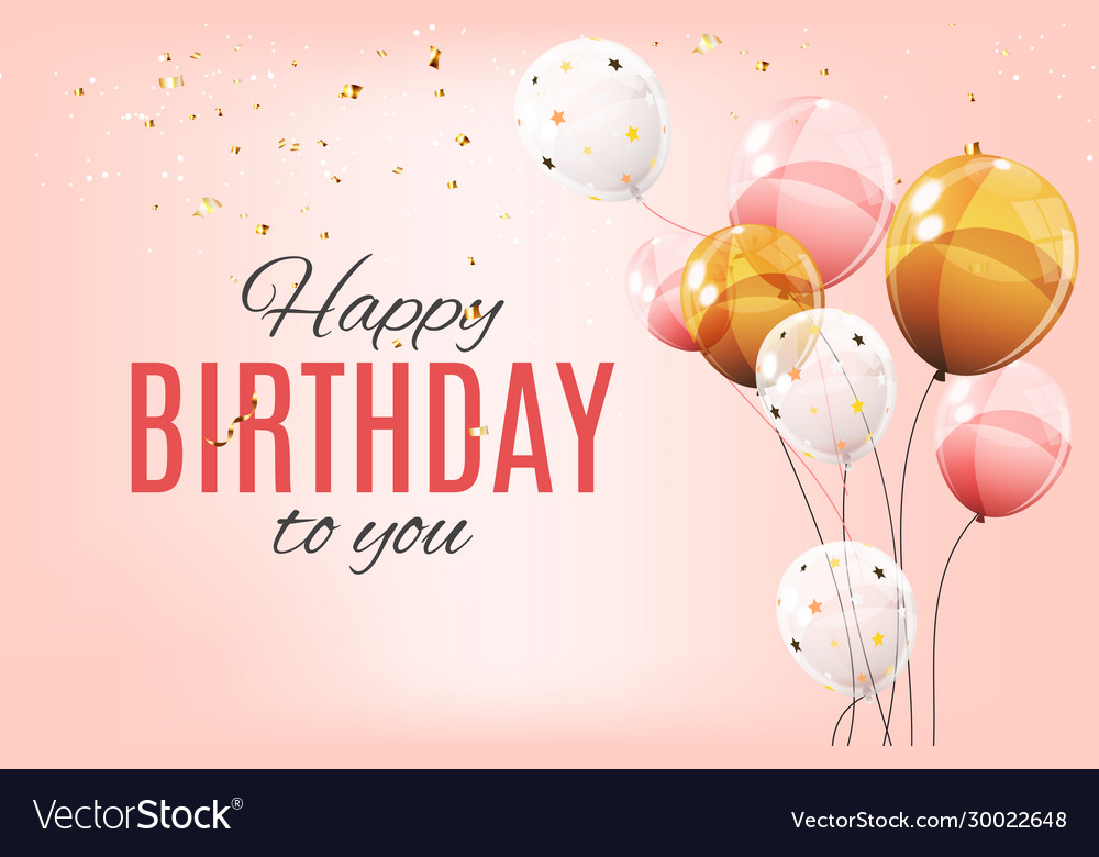 Color glossy happy birthday balloons banner Vector Image