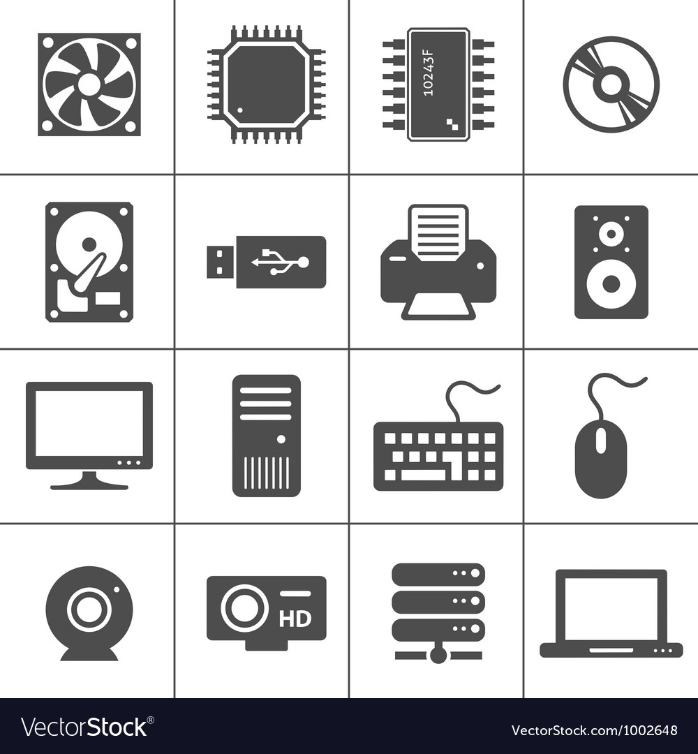 Computer hardware icons Royalty Free Vector Image