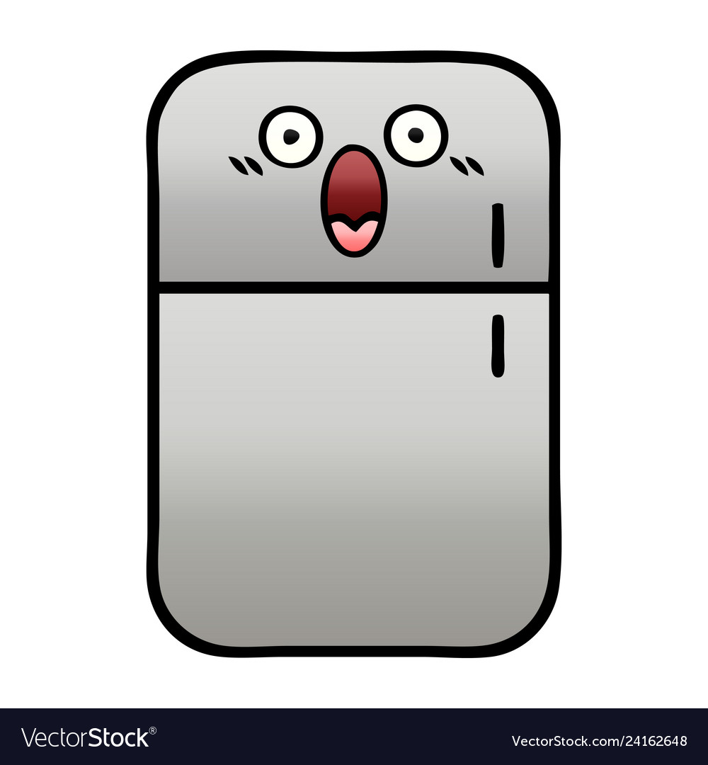 Gradient shaded cartoon fridge freezer Royalty Free Vector