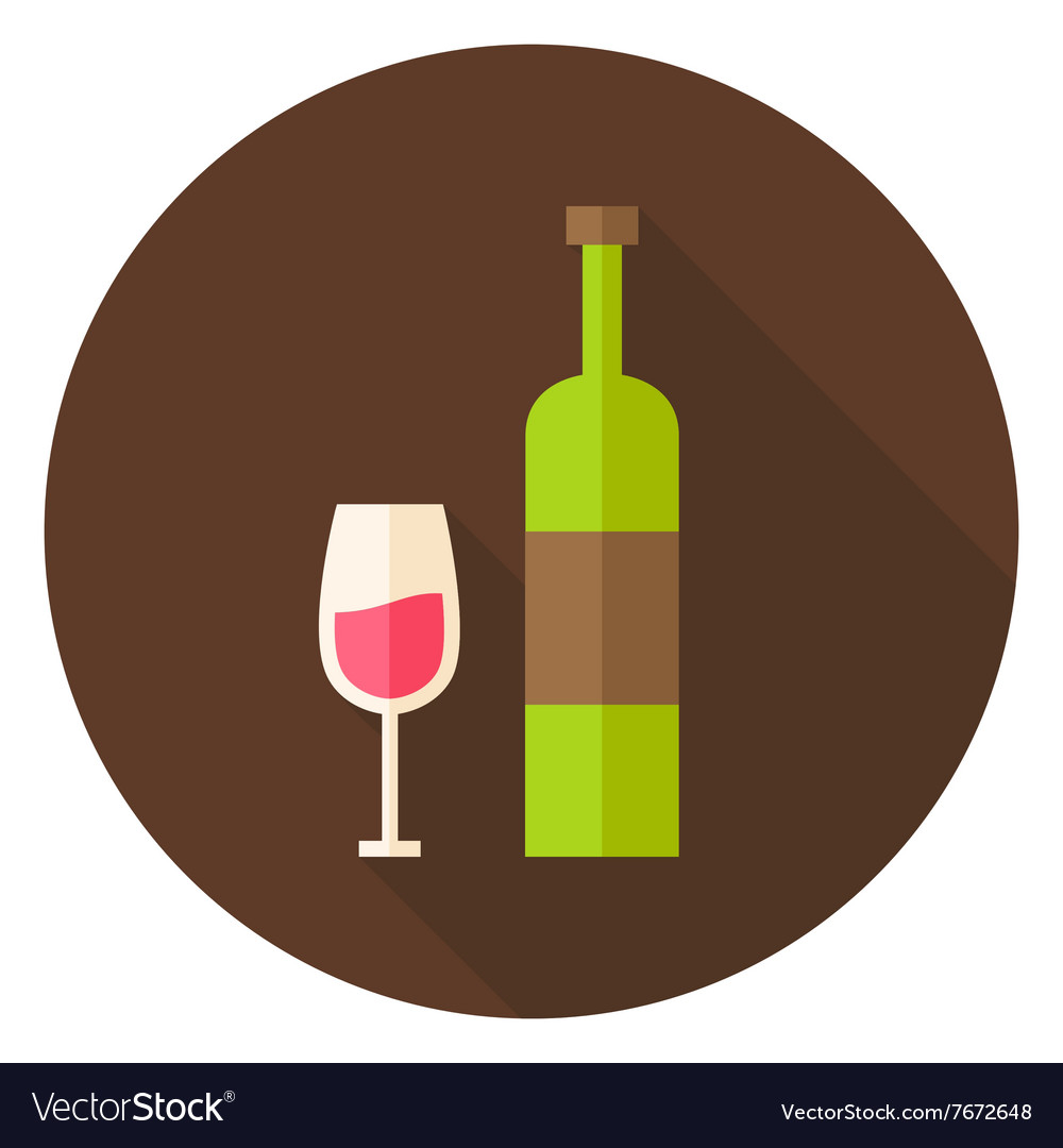 Wine bottle with glass circle icon