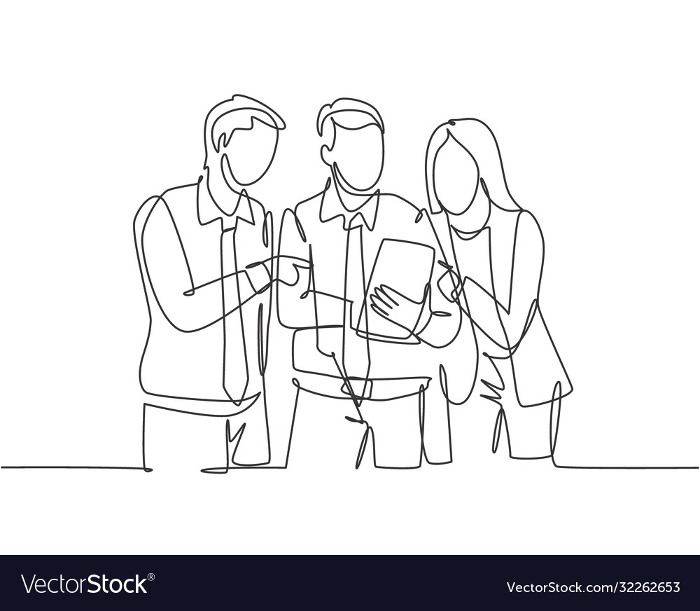 Business meeting concept one single line drawing Vector Image