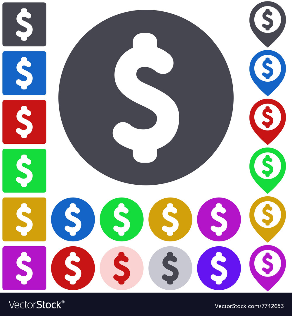 Color dollar icon set