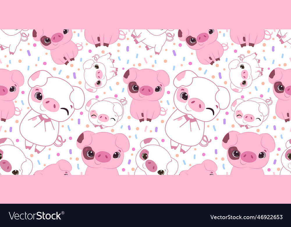 Cute Piglet Themed Seamless Pattern Royalty Free Vector