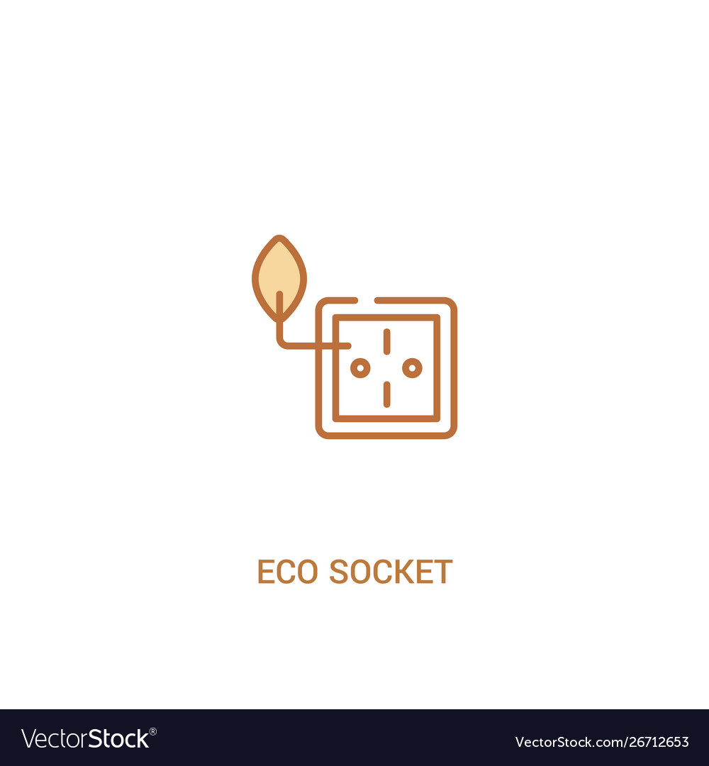 Eco socket concept 2 colored icon simple line