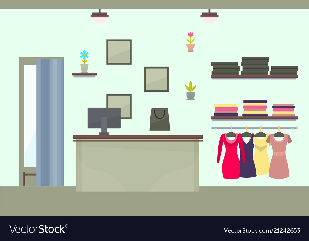 Fashionable female clothes store interior design