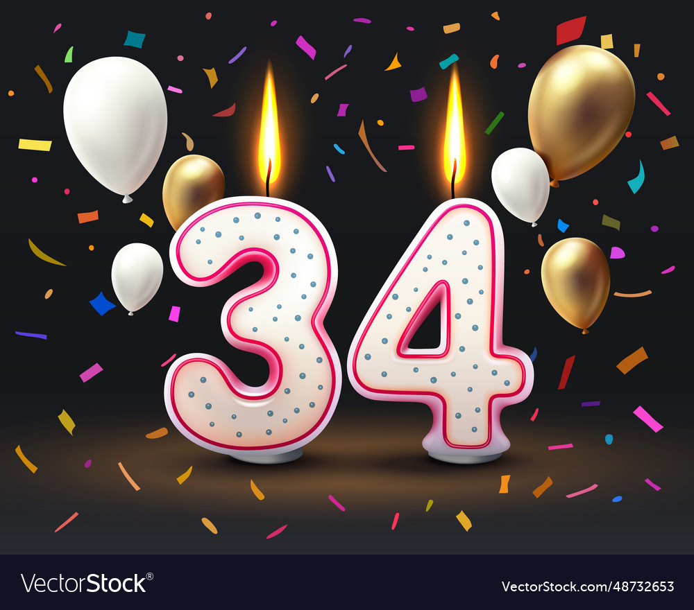 Happy birthday years 34 anniversary Royalty Free Vector