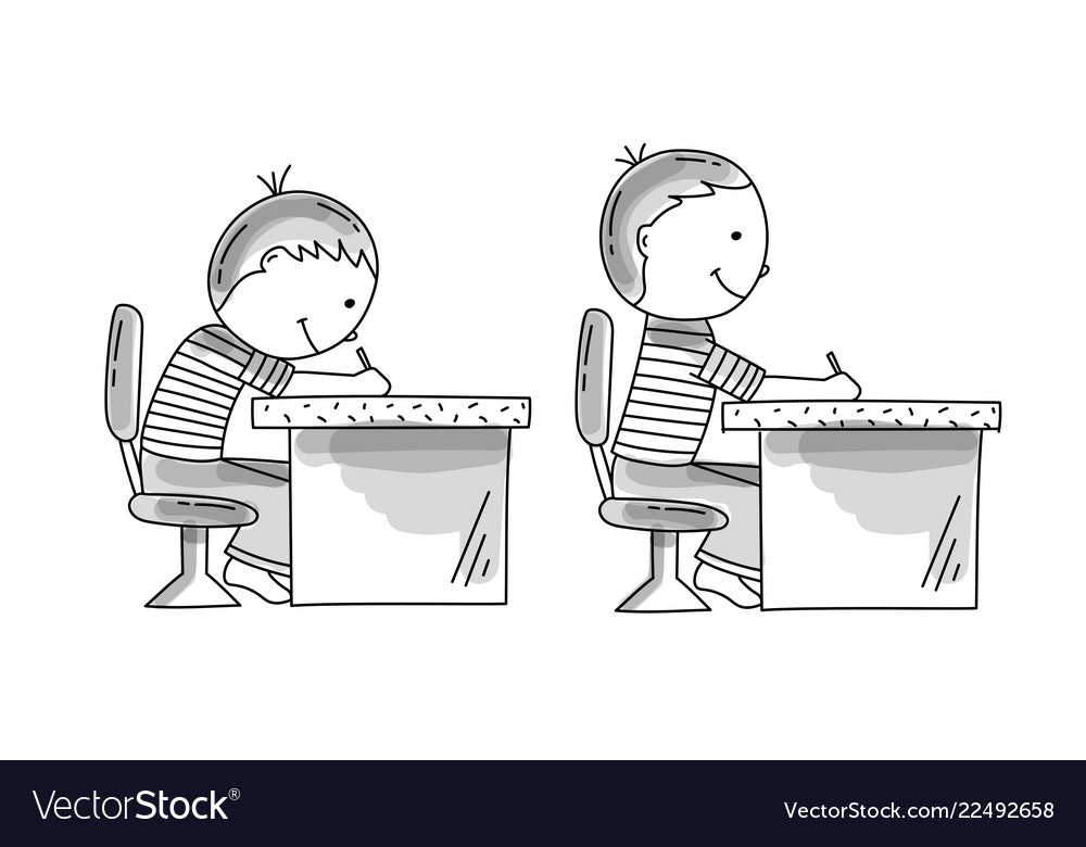 Boys Sitting At The Desk Bad And Correct Pusture Vector Image