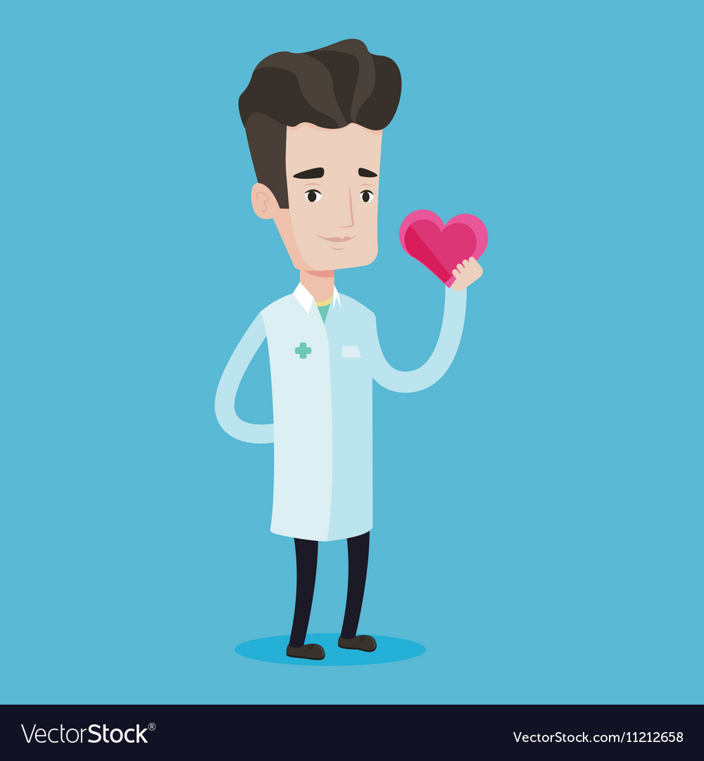 Doctor cardiologist holding heart Royalty Free Vector Image