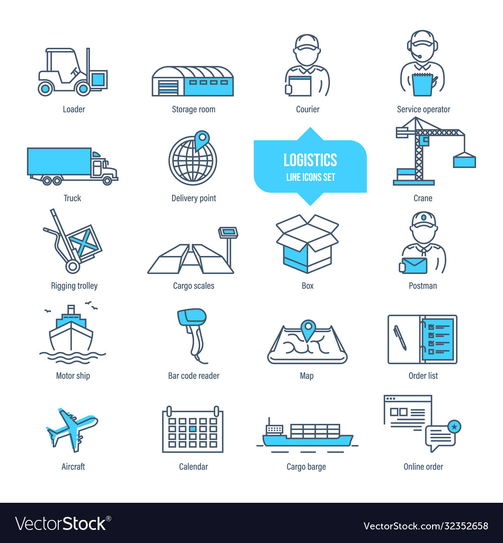 Logistik Dünne Liniensymbole Piktograph und Symbol