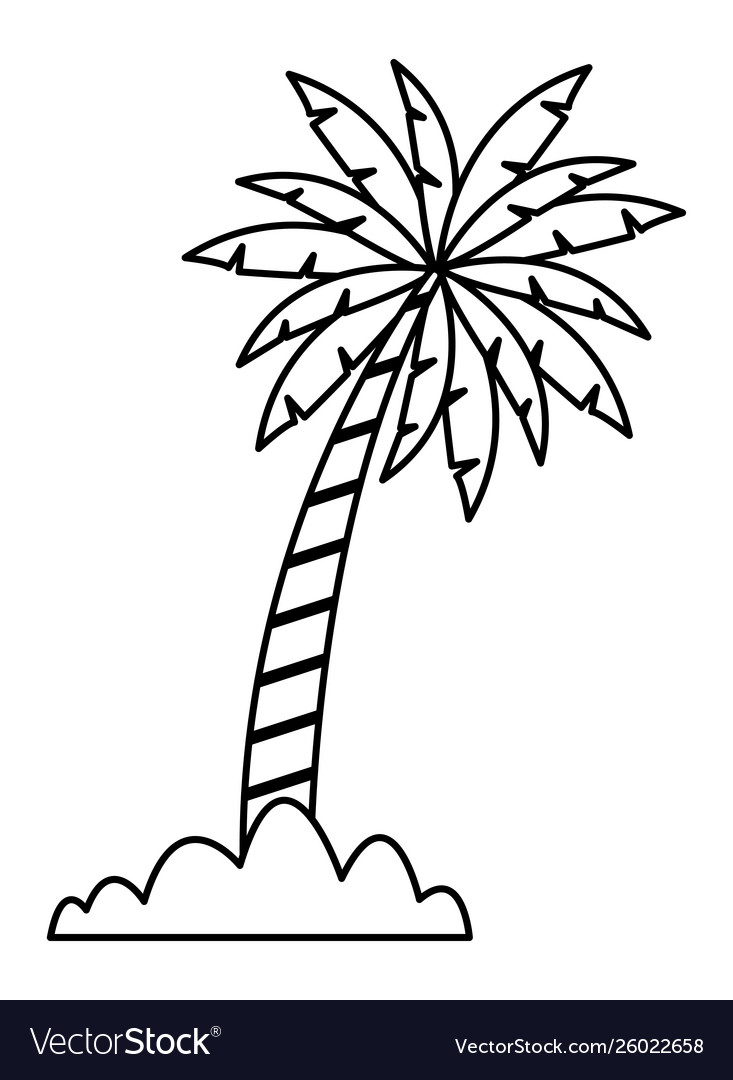 Palm tree with bush icon cartoon in black Vector Image