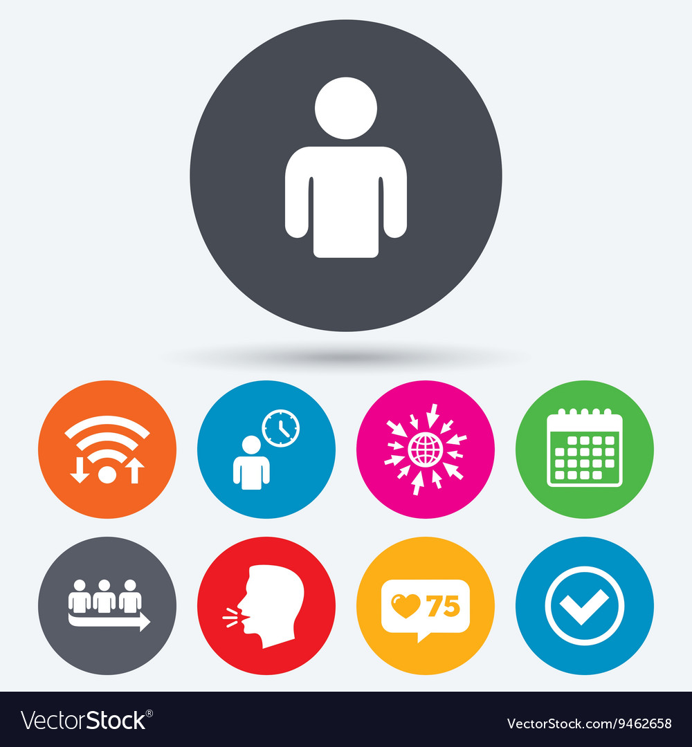 Queue icon person waiting sign check and time Vector Image