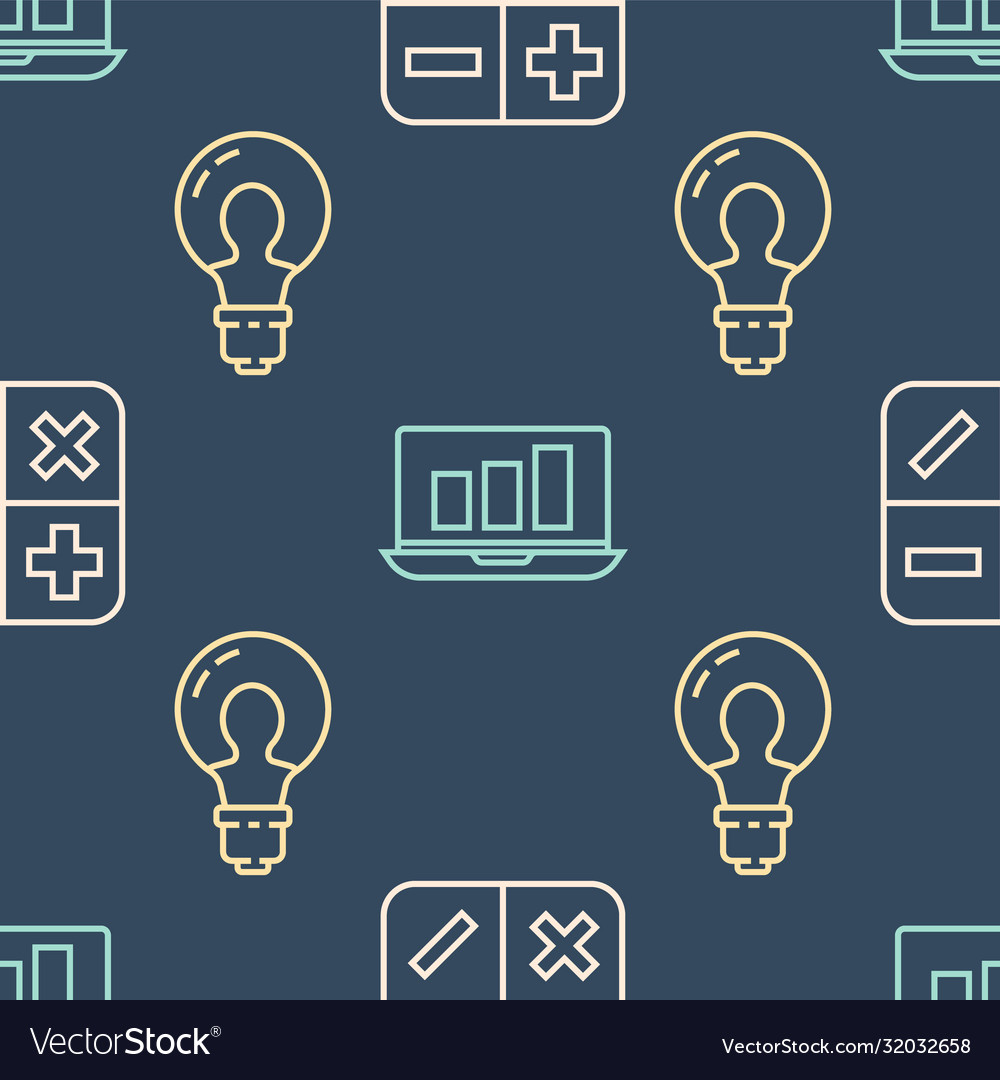 Set line calculator light bulb with concept Vector Image