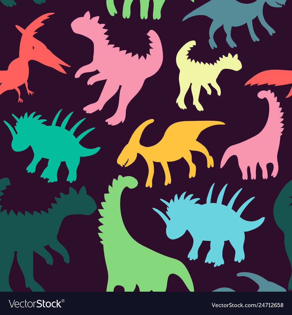 Trendy collection with colorful dinosaurs pattern Vector Image