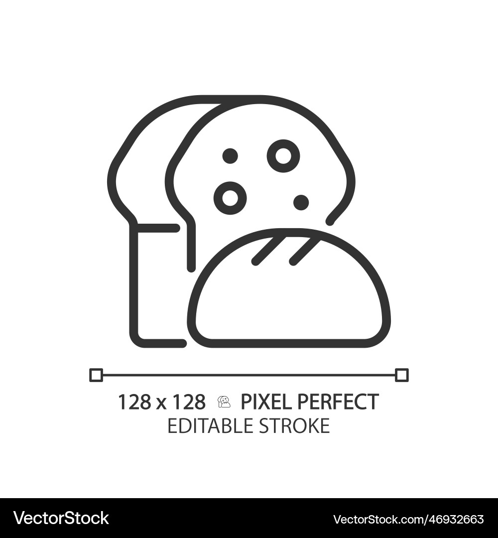 Bread pixel perfect linear icon Royalty Free Vector Image